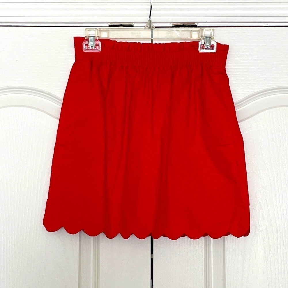 J. Crew Factory Red Scalloped Sidewalk Skirt